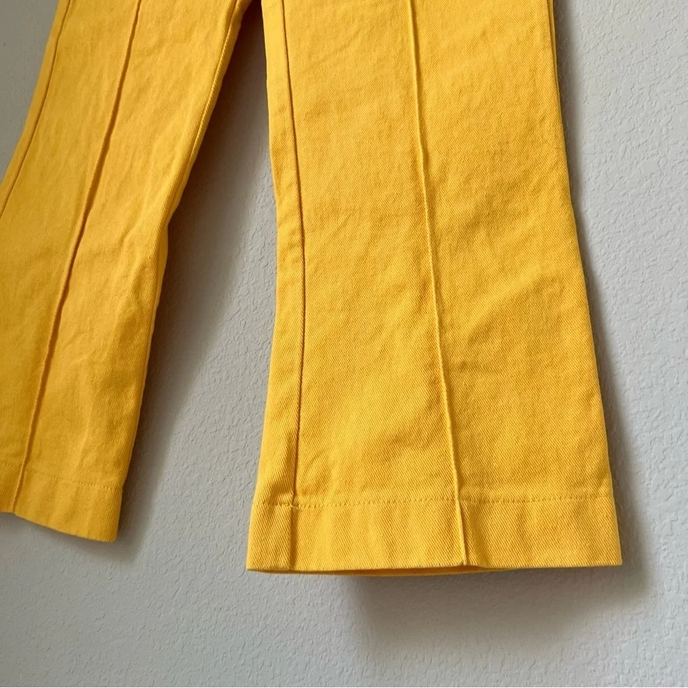AERYNE For Revolve Yellow High Rise Wide Leg Cropped Jeans, XS